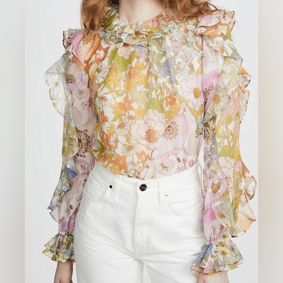 Zimmermann Tops - Zimmermann super eight floral ruffle blouse